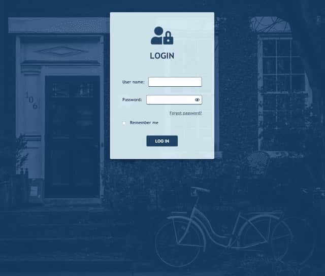 Accessible login page screenshot